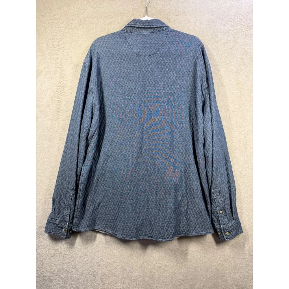 Johnnie-O Shacket Mens XL Blue Quilted Diamond Cotton Shirt Jacket Outdoors
